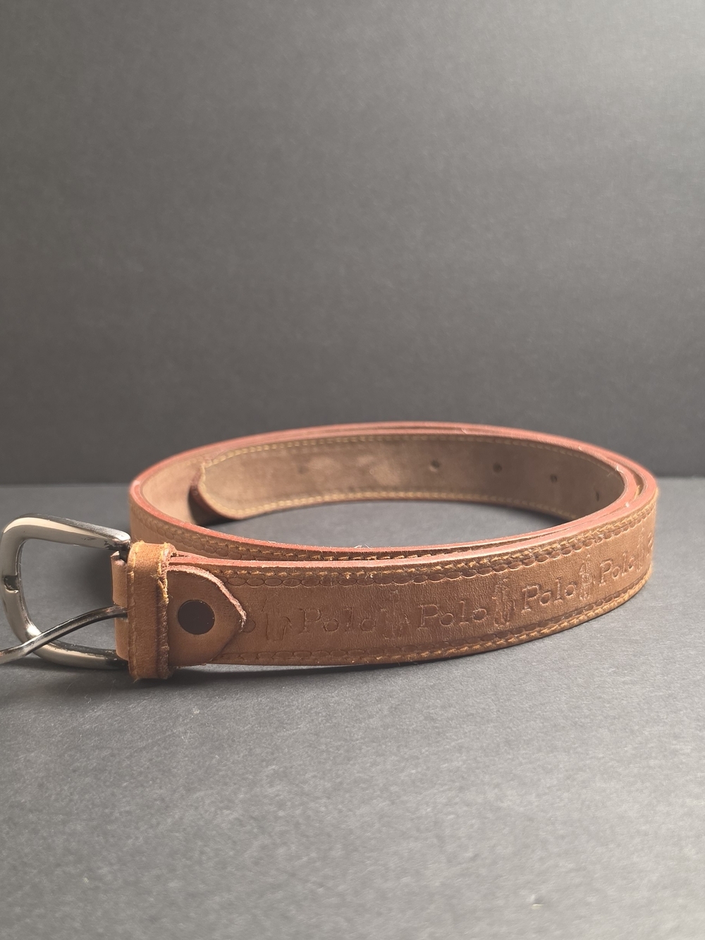 Polo by Ralph Lauren Tan Leather Belt with Silver Buckle